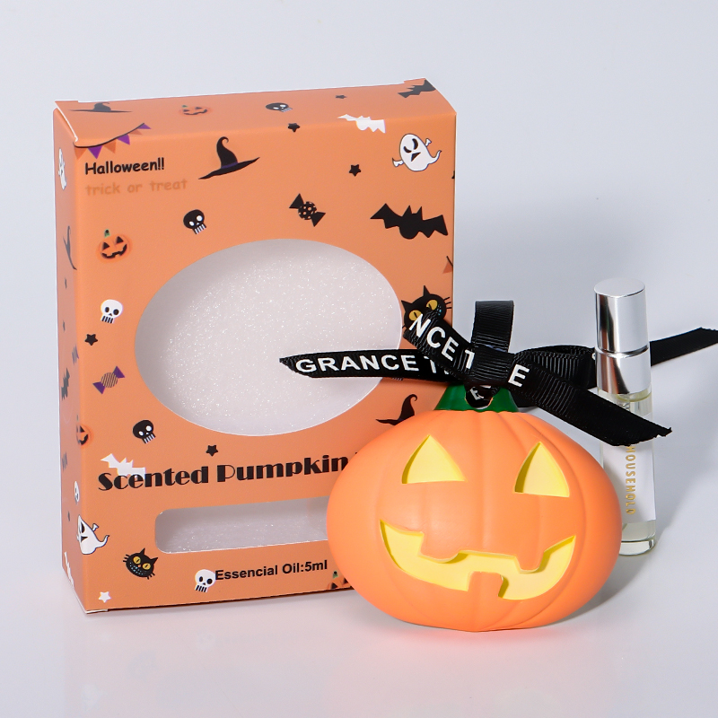 Halloween style pumpkin diatom mud diffuser stone fresh air (3)