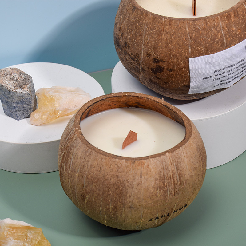 wood wick coconut bowl candle private label coconut shell candle custom (5)