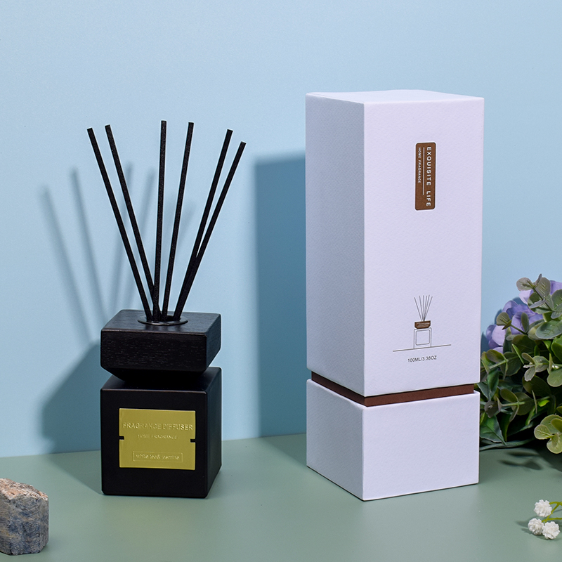 Square Bottle Wood Lid Aromatherapy Essential Oil Bedroom reed diffuser (6)