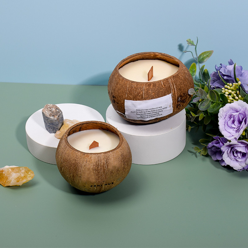wood wick coconut bowl candle private label coconut shell candle custom (3)