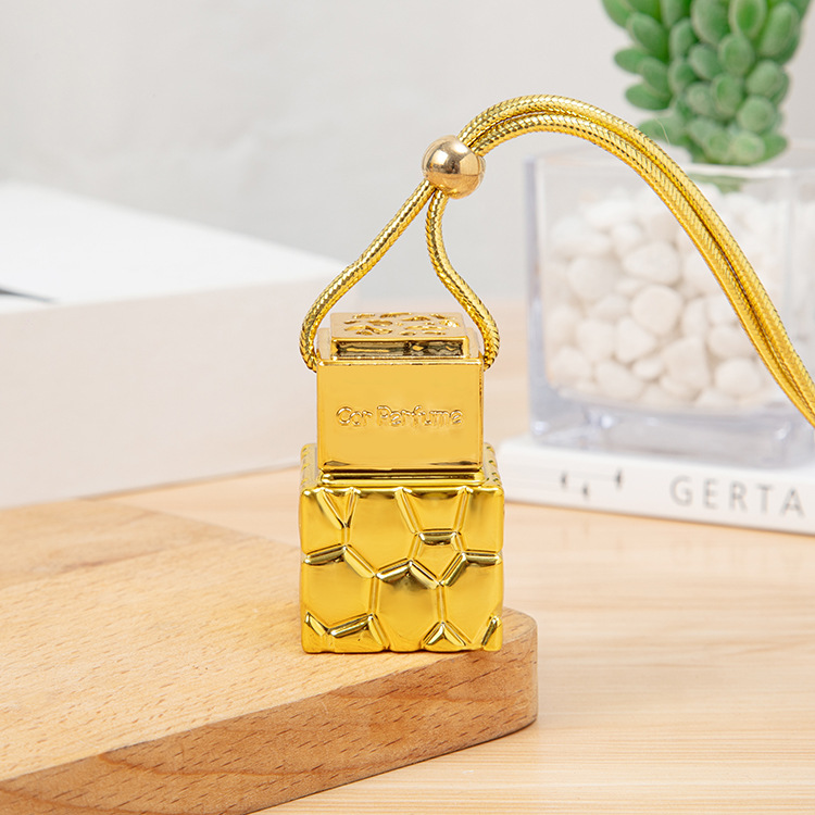 electroplated gold bottle 8-10ML perfume essential oil square empty bottle (3)