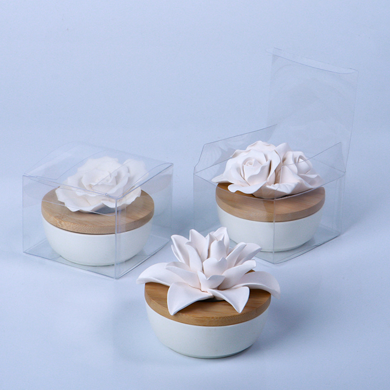 Handmade ceramic flowers custom fragrance diffuser flower plaster set (4)