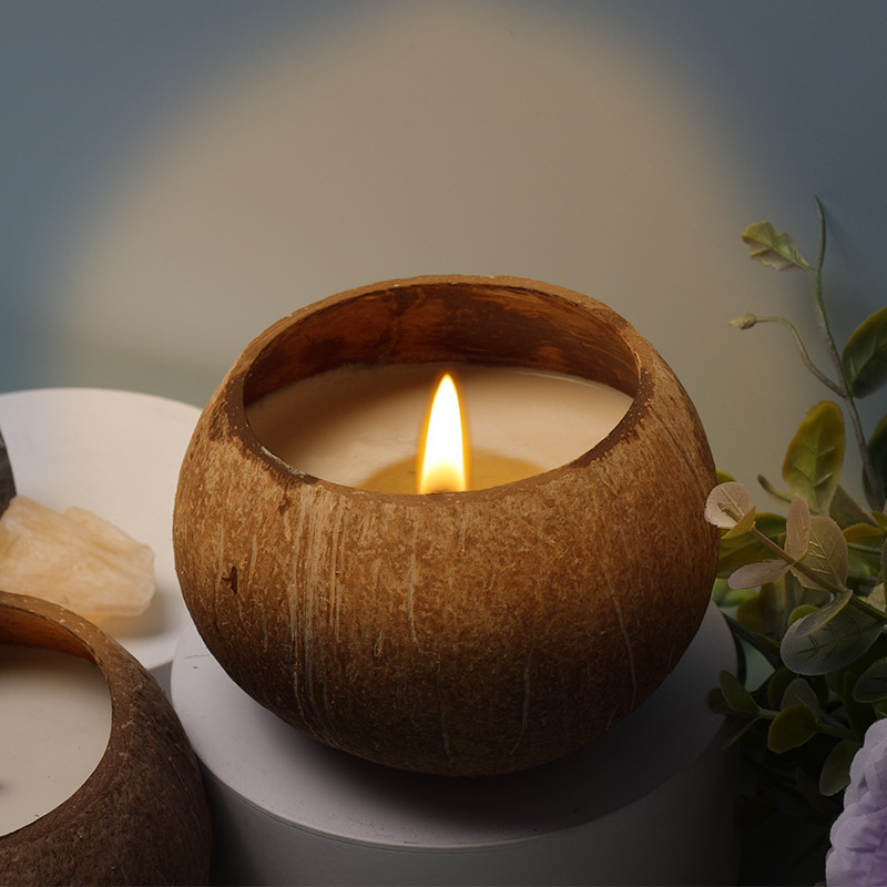 wood wick coconut bowl candle private label coconut shell candle custom (7)